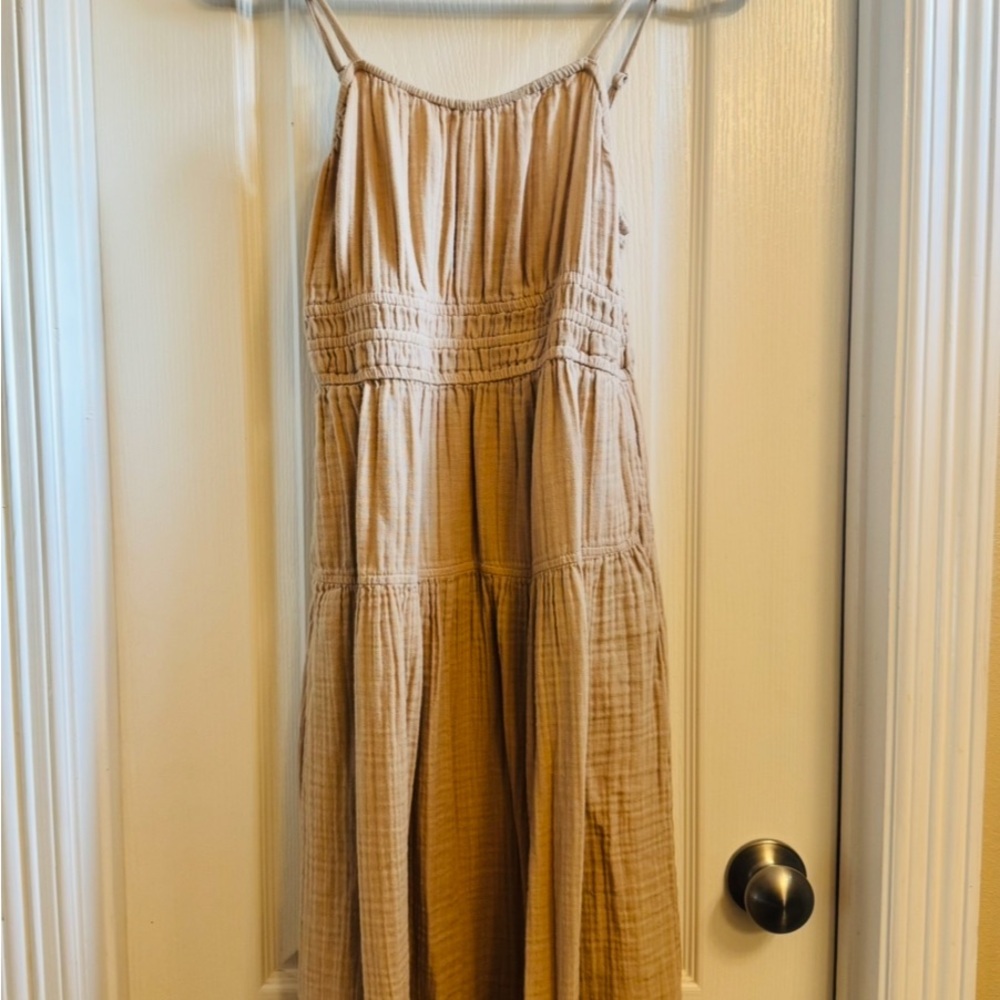 Sleeveless Tan Maxi Dress